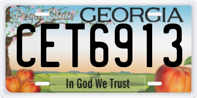GA license plate CET6913