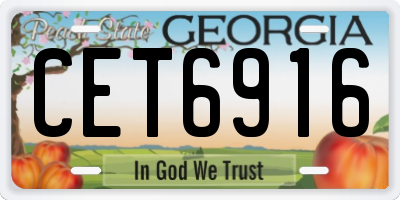 GA license plate CET6916