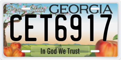 GA license plate CET6917