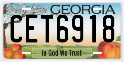 GA license plate CET6918