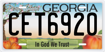 GA license plate CET6920