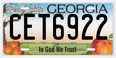 GA license plate CET6922