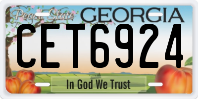 GA license plate CET6924