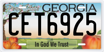 GA license plate CET6925