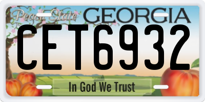 GA license plate CET6932
