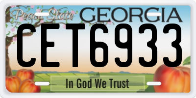 GA license plate CET6933