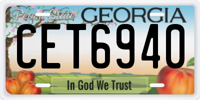 GA license plate CET6940