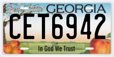 GA license plate CET6942