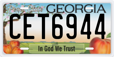 GA license plate CET6944