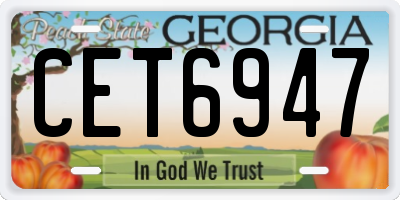 GA license plate CET6947