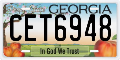 GA license plate CET6948