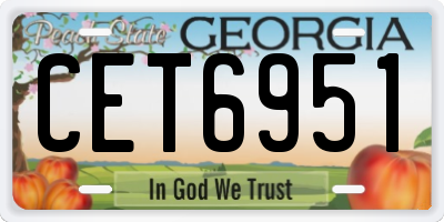 GA license plate CET6951
