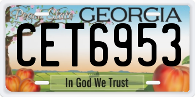 GA license plate CET6953