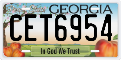GA license plate CET6954