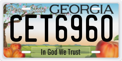 GA license plate CET6960