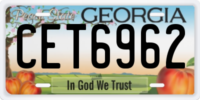GA license plate CET6962