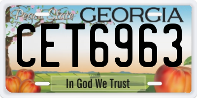 GA license plate CET6963