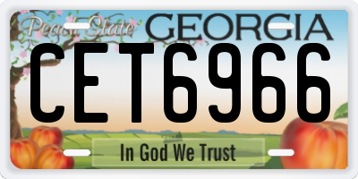 GA license plate CET6966