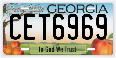 GA license plate CET6969
