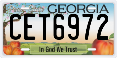 GA license plate CET6972