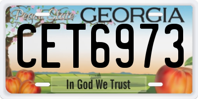 GA license plate CET6973
