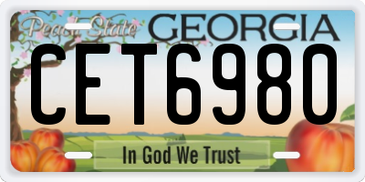 GA license plate CET6980