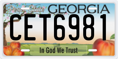 GA license plate CET6981