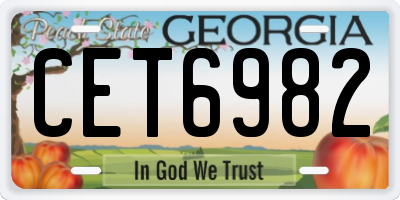 GA license plate CET6982
