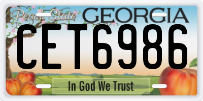GA license plate CET6986