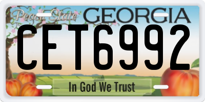 GA license plate CET6992