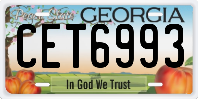 GA license plate CET6993