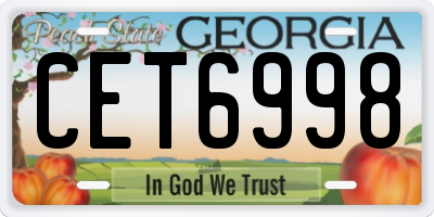 GA license plate CET6998