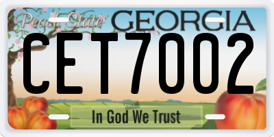 GA license plate CET7002