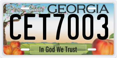 GA license plate CET7003