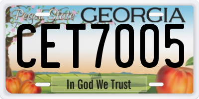 GA license plate CET7005