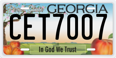 GA license plate CET7007