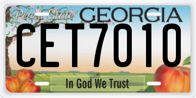 GA license plate CET7010