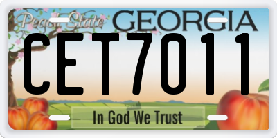 GA license plate CET7011