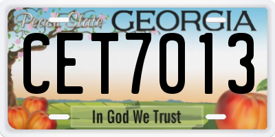 GA license plate CET7013