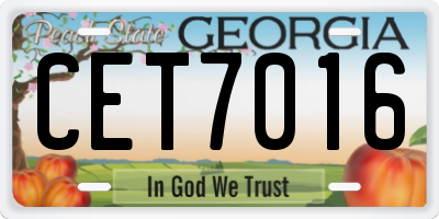 GA license plate CET7016