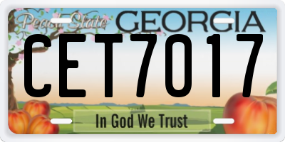 GA license plate CET7017