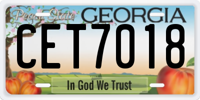 GA license plate CET7018