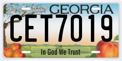 GA license plate CET7019