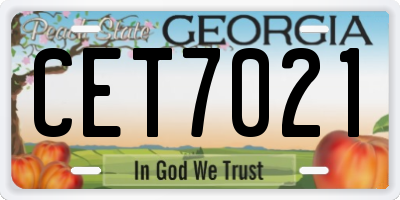 GA license plate CET7021