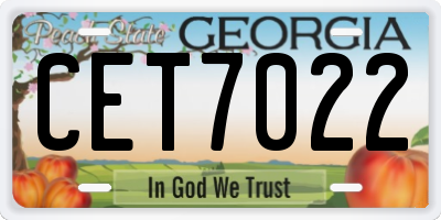 GA license plate CET7022