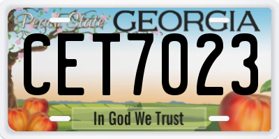 GA license plate CET7023