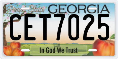 GA license plate CET7025