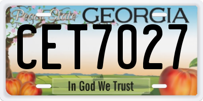GA license plate CET7027