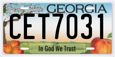 GA license plate CET7031