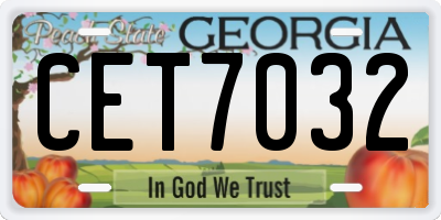 GA license plate CET7032